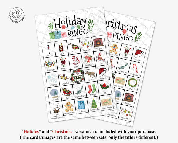 Christmas/Holiday Bingo - Greengate Images