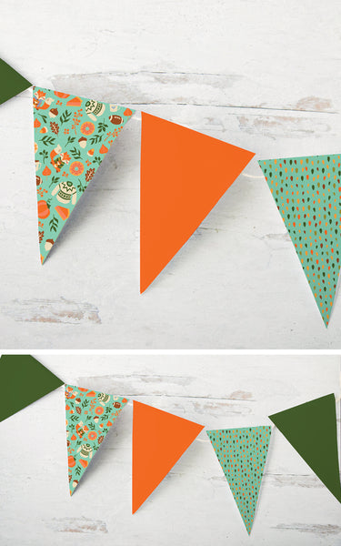 Fall Bunting - Aqua, Orange, Green Football and Sweaters - Greengate Images