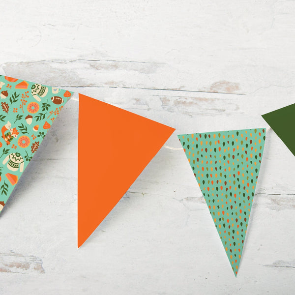 Fall Bunting - Aqua, Orange, Green Football and Sweaters - Greengate Images