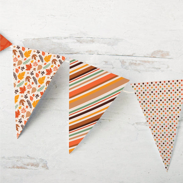 Fall Bunting - Orange, Brown, Stripes and Leaves - Greengate Images