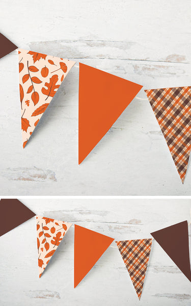 Fall Bunting - Orange, Brown Leaves and Plaid - Greengate Images