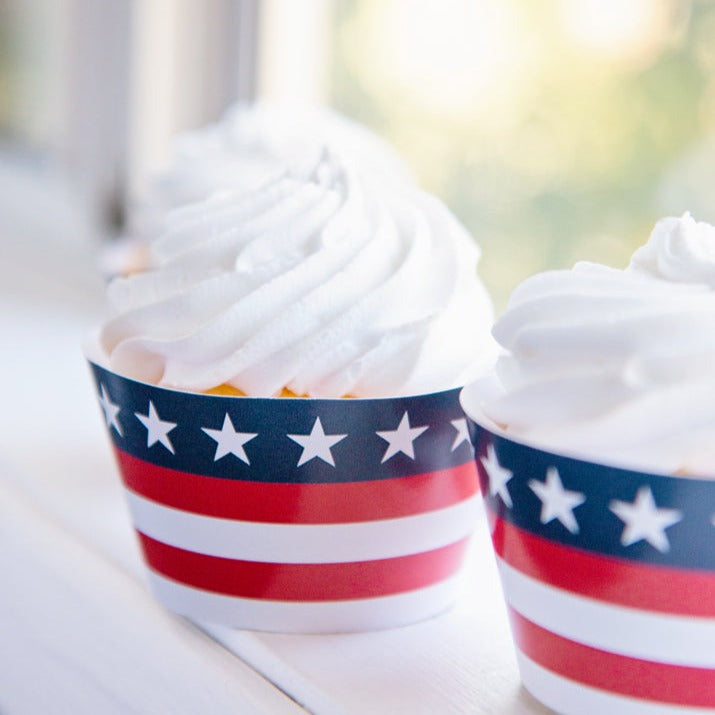 Patriotic Cupcake Wrappers Stars and Stripes – Greengate Images