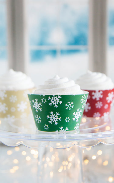 Snowflake Christmas Cupcake Wrapper Trio - Greengate Images