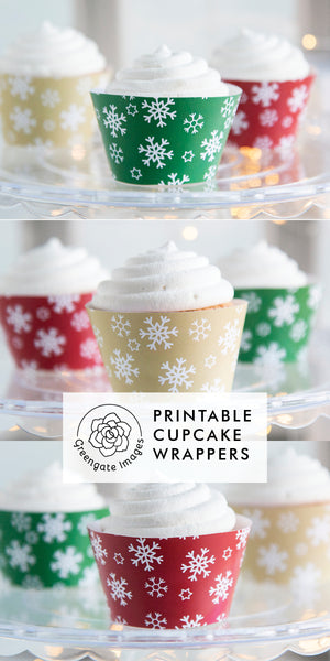 Snowflake Christmas Cupcake Wrapper Trio - Greengate Images