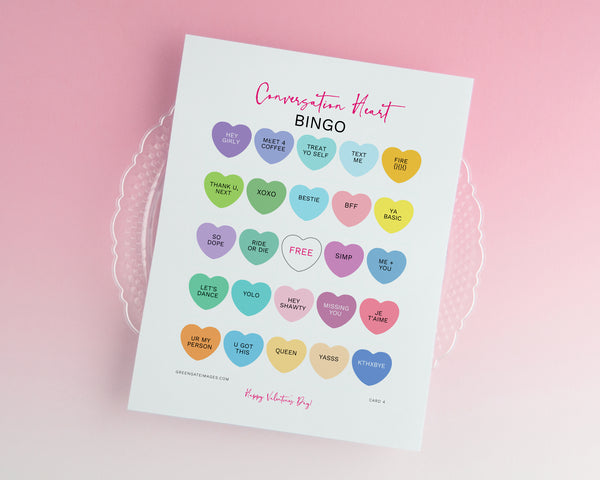 Conversation Heart Bingo - Editable Template - Greengate Images