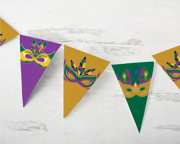Mardi Gras Bunting - Multicolored Masks - Greengate Images