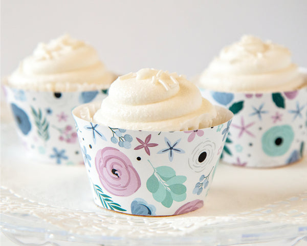 Winter Floral Cupcake Wrappers