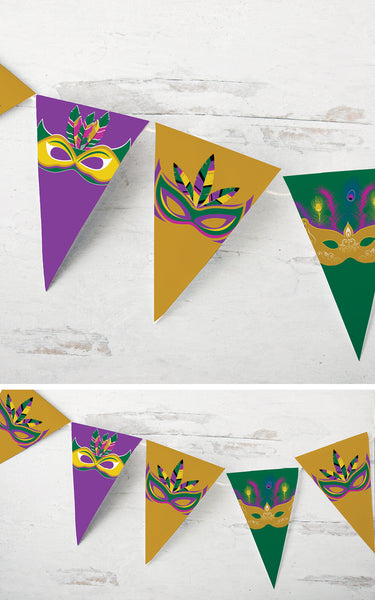 Mardi Gras Bunting - Multicolored Masks - Greengate Images