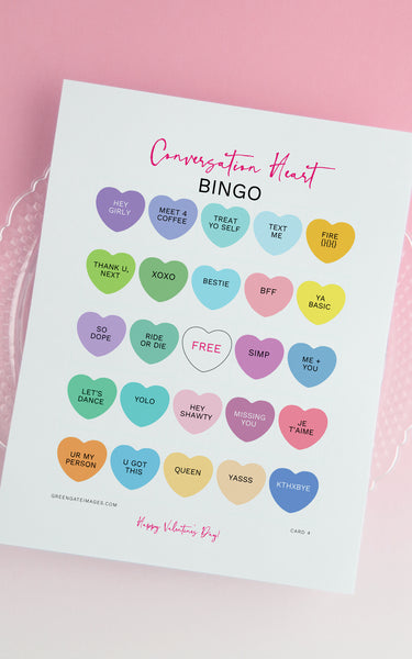 Conversation Heart Bingo - Editable Template - Greengate Images