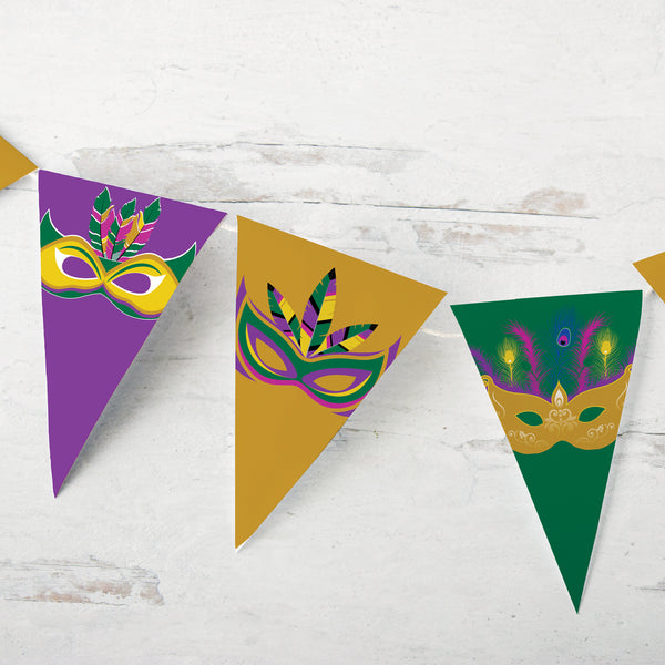 Mardi Gras Bunting - Multicolored Masks - Greengate Images
