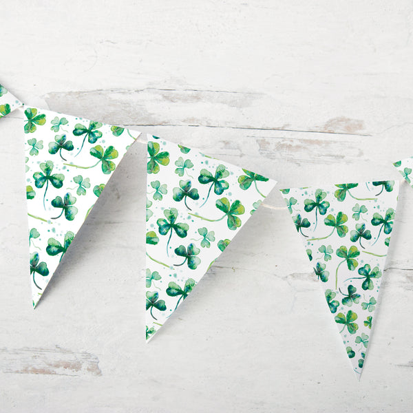 St. Patrick's Day Bunting - Watercolor Shamrocks - Greengate Images