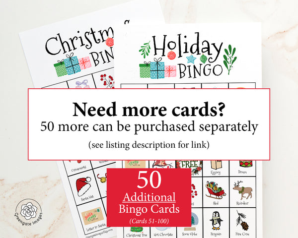 Christmas/Holiday Bingo - Greengate Images