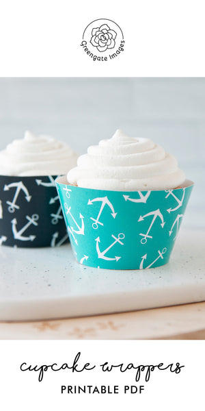 Anchor Cupcake Wrappers - Teal and Navy - Greengate Images