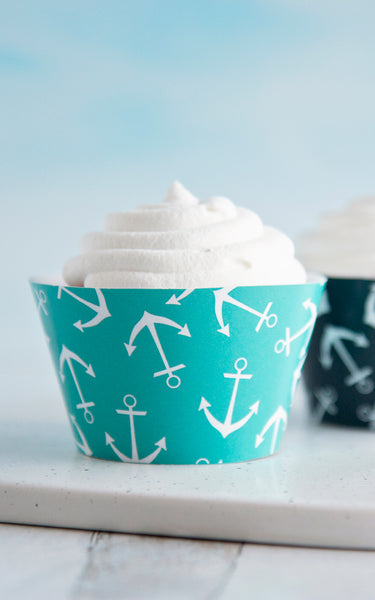 Anchor Cupcake Wrappers - Teal and Navy - Greengate Images