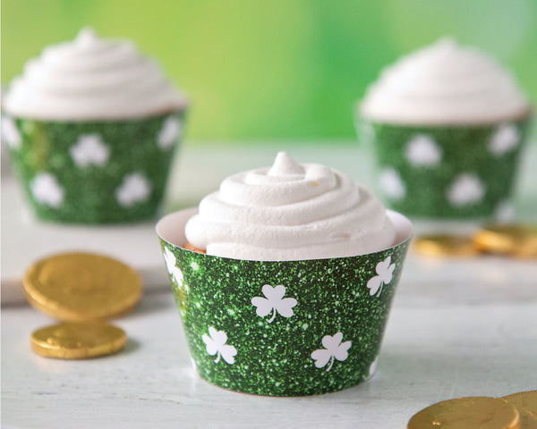 Shamrock Glitter Cupcake Wrapper - Greengate Images