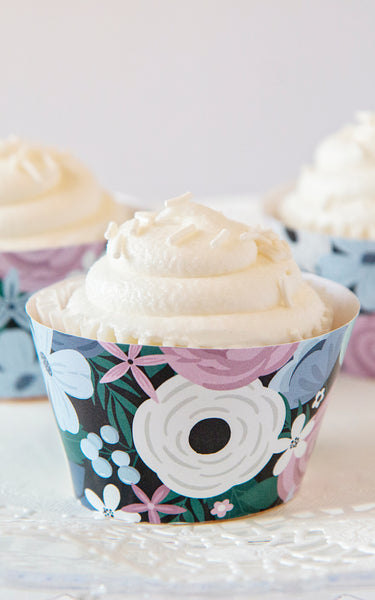 Winter Floral Cupcake Wrappers - Dark - Greengate Images