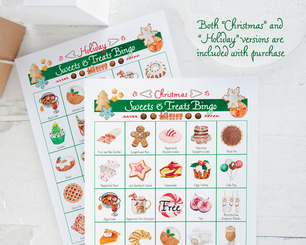 Christmas/Holiday Sweets & Treats Bingo - Greengate Images