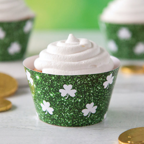 Shamrock Glitter Cupcake Wrapper - Greengate Images