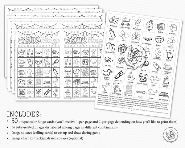 Baby Bingo - Black and White Doodles - Greengate Images