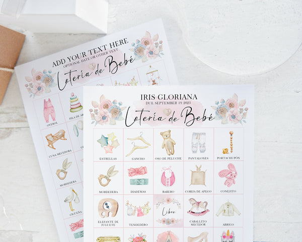 GIRL - Lotería de Bebé - 100 Personalizable Cards - Greengate Images