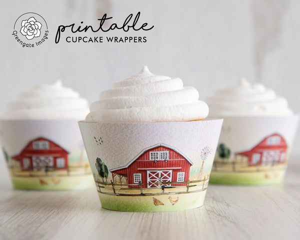 Farm Cupcake Wrappers - Barn Scene - Greengate Images