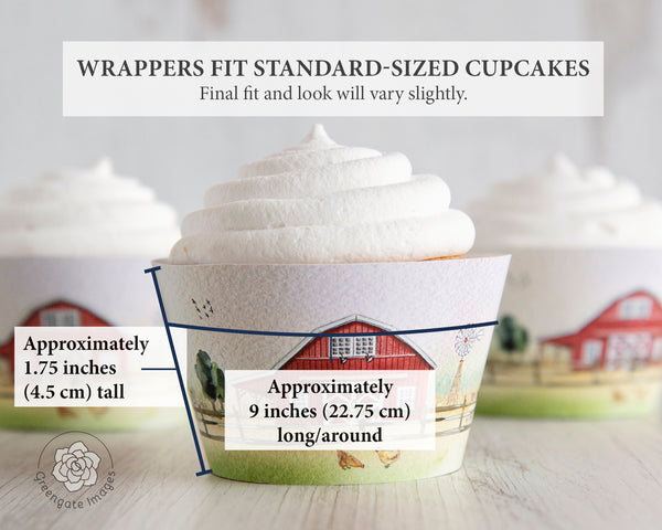 Farm Cupcake Wrappers - Barn Scene - Greengate Images