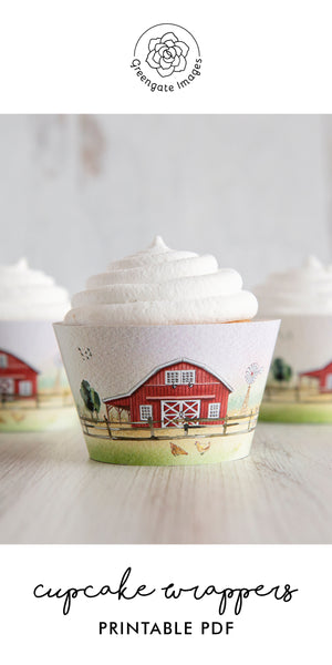 Farm Cupcake Wrappers - Barn Scene - Greengate Images