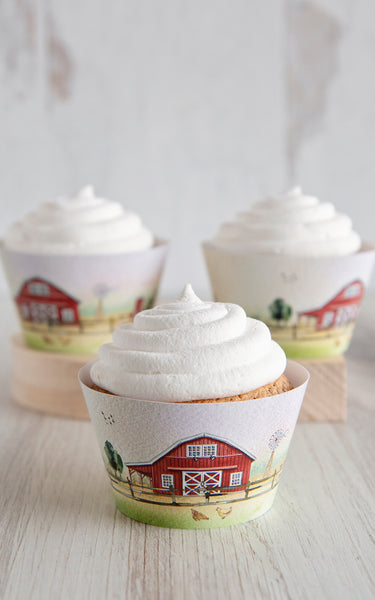 Farm Cupcake Wrappers - Barn Scene - Greengate Images
