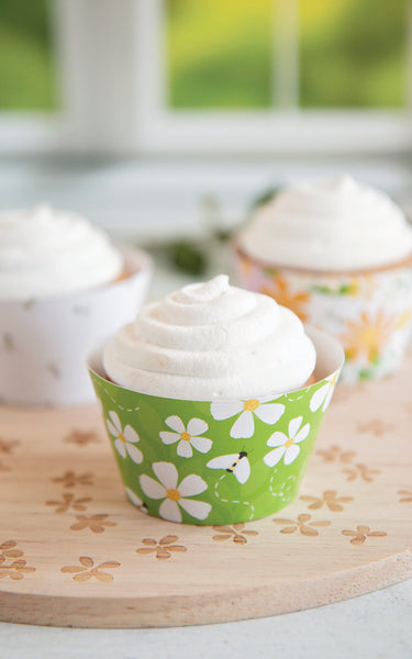 Spring Green Bees and Flowers Cupcake Wrapper Set - Greengate Images