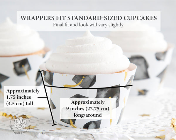 Black Graduation Cupcake Wrapper - Flying Caps - Greengate Images