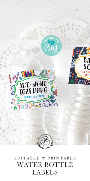 School Doodles Water Bottle Labels - Greengate Images