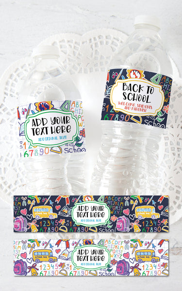 School Doodles Water Bottle Labels - Greengate Images