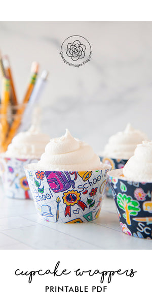 School Doodles Cupcake Wrappers - Greengate Images