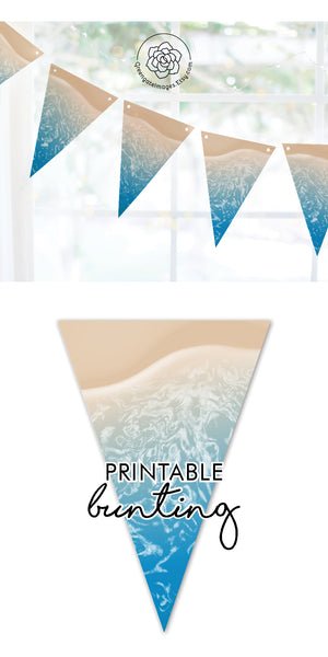 Blue Beach Shoreline Bunting - Greengate Images