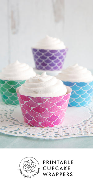 Mermaid Scales Cupcake Wrappers - Bold Colors - Greengate Images