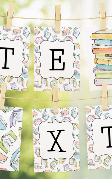 Pastel Books Message Banner - Greengate Images