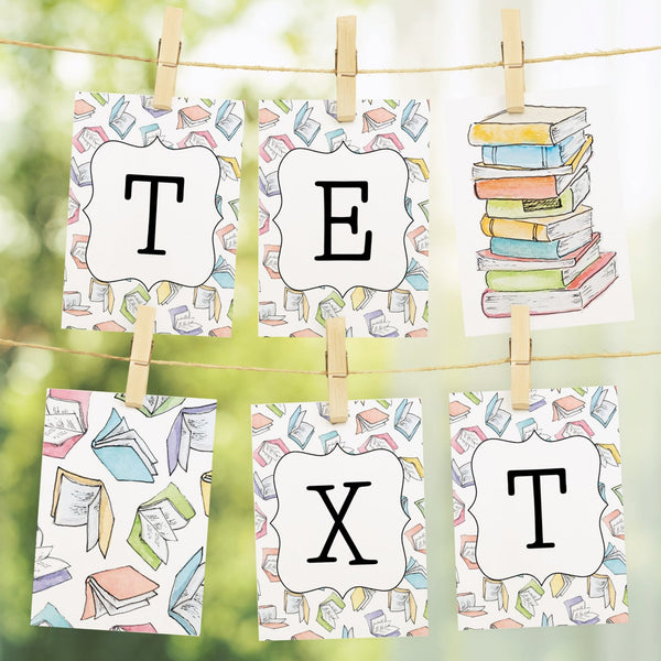 Pastel Books Message Banner - Greengate Images