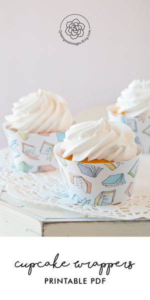 Flying Pastel Books Cupcake Wrapper - Greengate Images