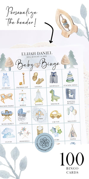 Baby Shower Bingo - Personalization, Boy/Blue - Greengate Images