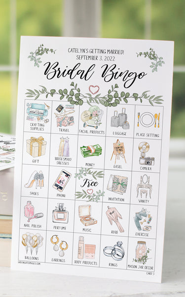 Greenery Bridal Bingo Cards - Greengate Images