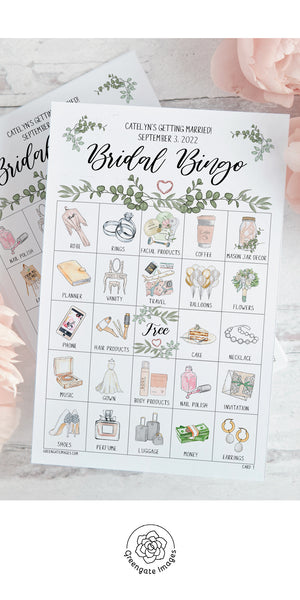 Greenery Bridal Bingo Cards - Greengate Images