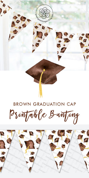 Brown Graduation Bunting - Flying Caps - Greengate Images