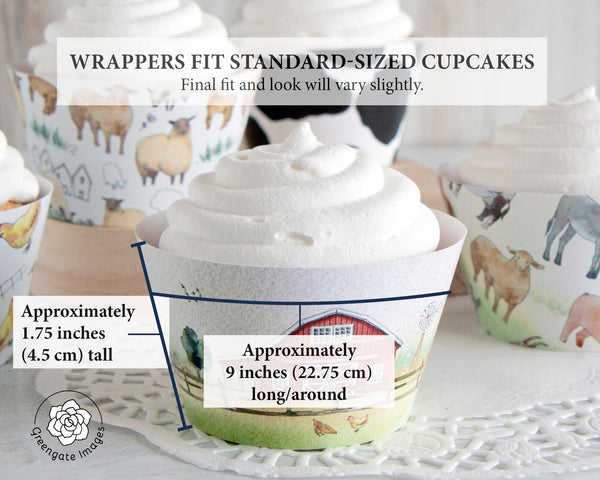 Farm Bundle Cupcake Wrappers - 5 styles - Greengate Images