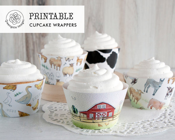 Farm Bundle Cupcake Wrappers - 5 styles - Greengate Images