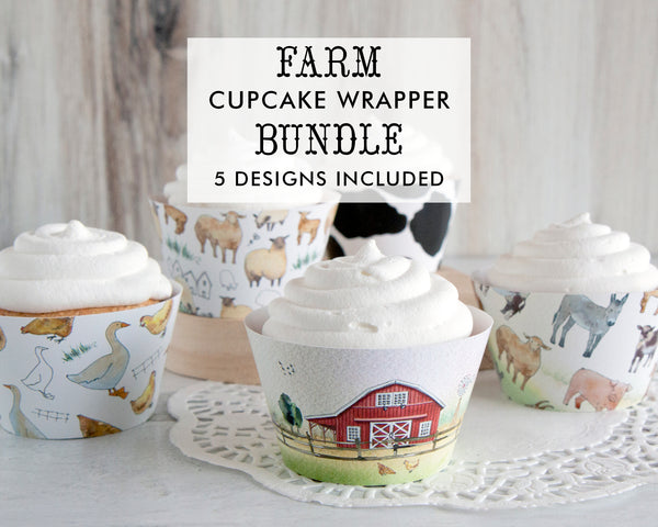 Farm Bundle Cupcake Wrappers - 5 styles - Greengate Images