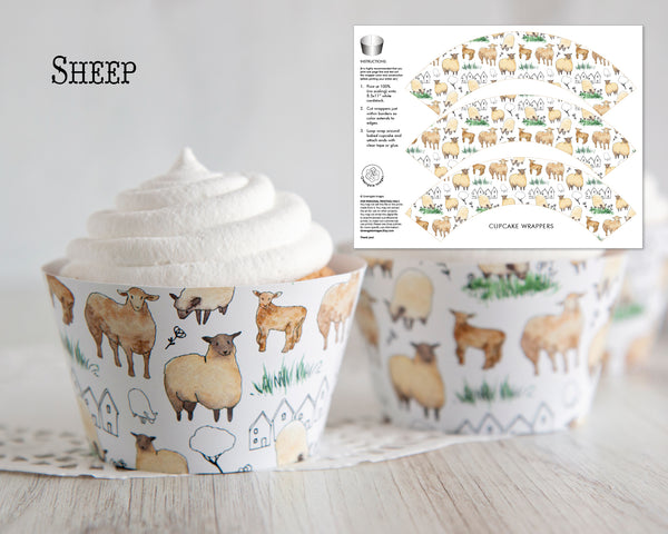 Farm Bundle Cupcake Wrappers - 5 styles - Greengate Images