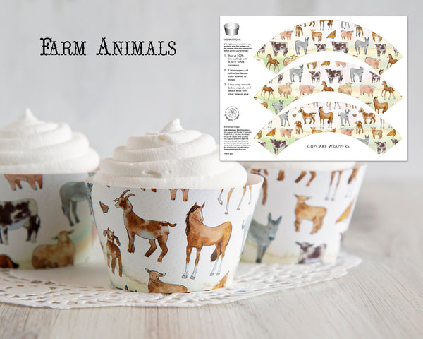 Farm Bundle Cupcake Wrappers - 5 styles - Greengate Images
