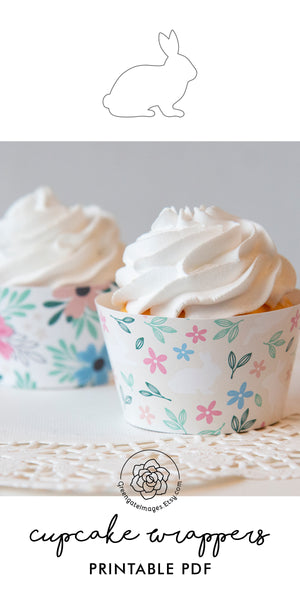 Easter Cupcake Wrappers - Floral Bunny - Greengate Images