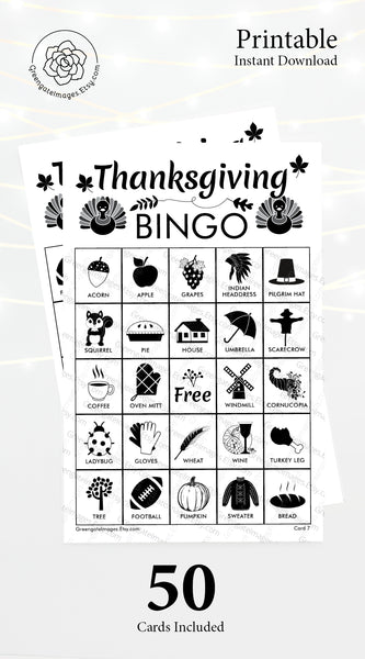 Thanksgiving Bingo - Black and White - Greengate Images