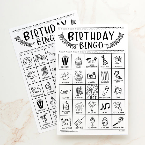 Birthday Bingo - Black and White - Greengate Images